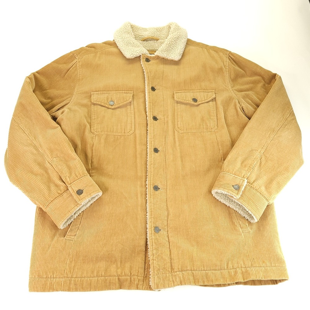 Gap Jacket Mens Large Tan‎ Corduroy Sherpa Collar Ranch Work Quilted Lining